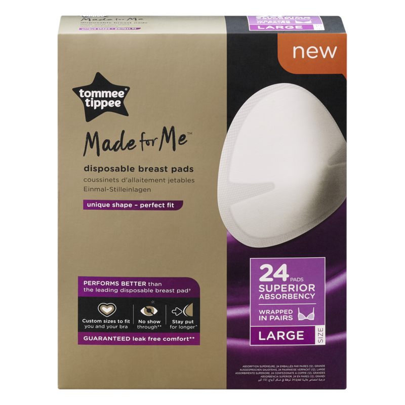 Tommee Tippee Made For Me Disposable Breast Pads 24 pcs Wrapped In Pairs Large Size