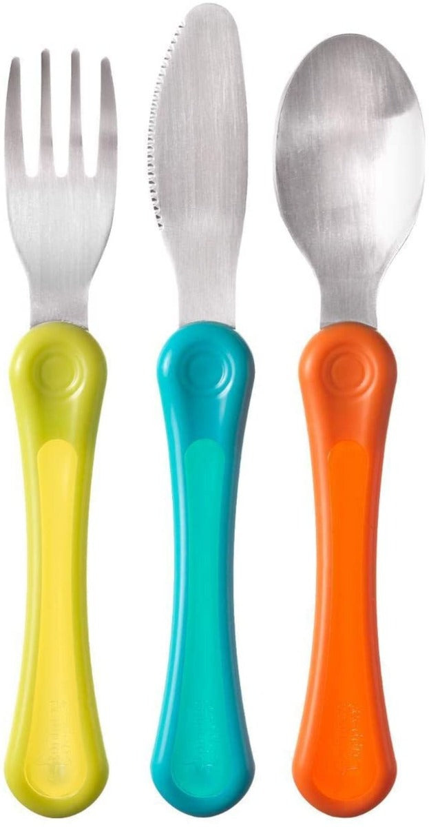 Tommee Tippee Explora First Grown Up Cutlery Set-(Blue Purple Yellow)
