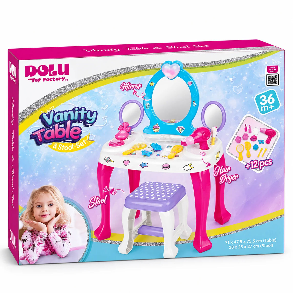 Unicorn Vanity Table & Stool Set