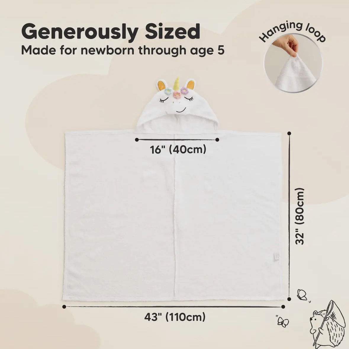 Unicorn Hooded Baby Bath Towels for Newborn