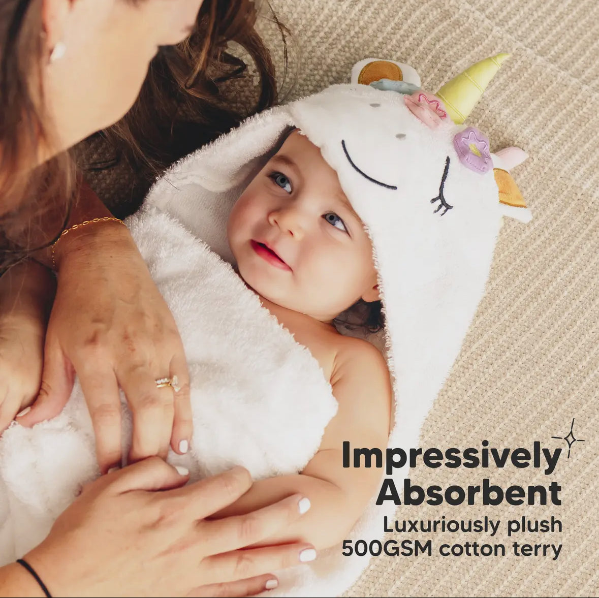 Unicorn Hooded Baby Bath Towels for Newborn