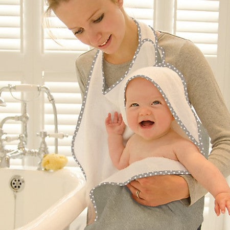 Cuddle Dry Handsfree Baby Bath Towels GREY/ WHITE STAR EDGE