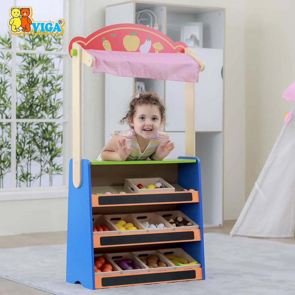 Viga - 2-in-1 Theatre & Grocery Store Set