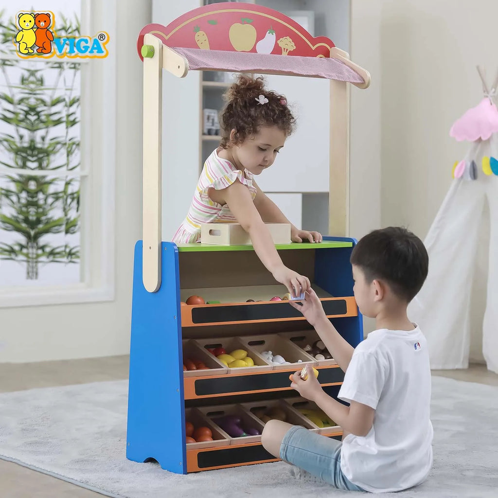 Viga - 2-in-1 Theatre & Grocery Store Set