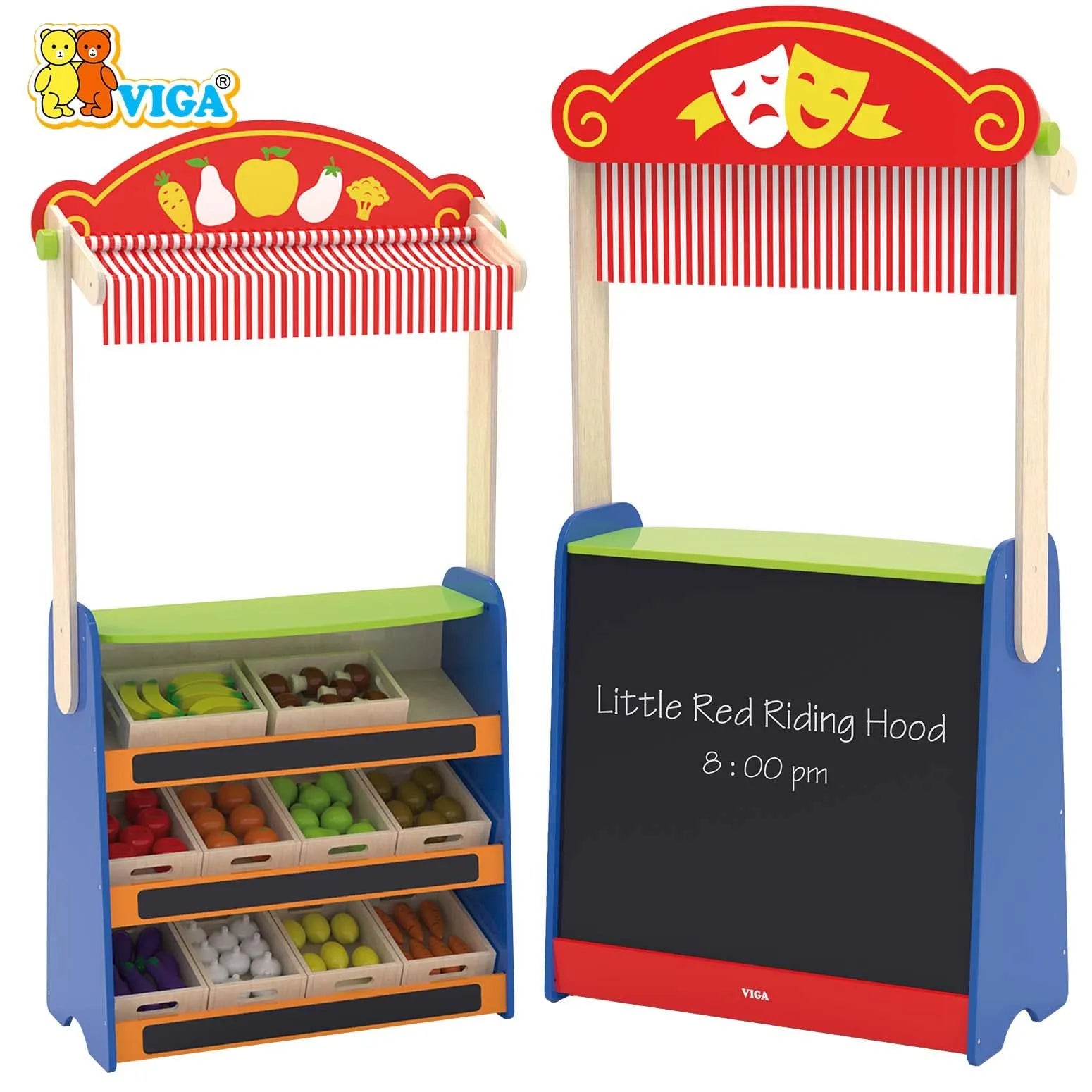 Viga - 2-in-1 Theatre & Grocery Store Set