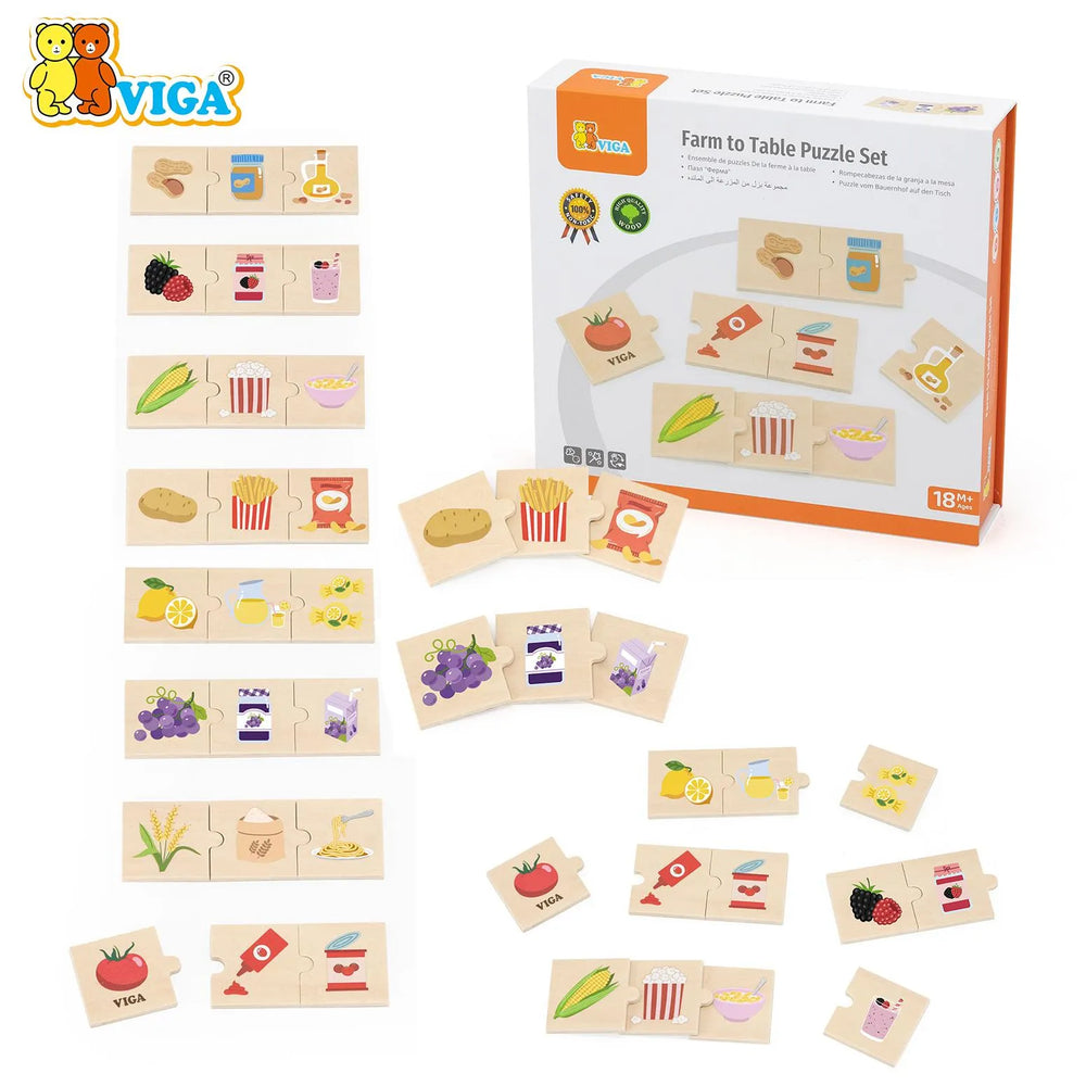 VIGA Farm to Table Puzzle Set – Matching Game