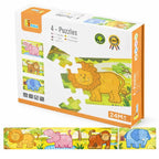 VIGA Jungle Puzzle Set 4 in 1 Kids Wooden Learning Toy