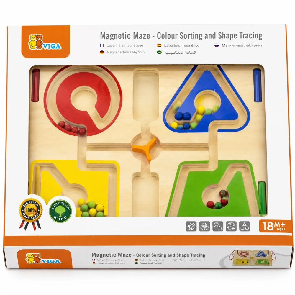 VIGA Magnetic Maze – Colour Sorting & Shape Tracing