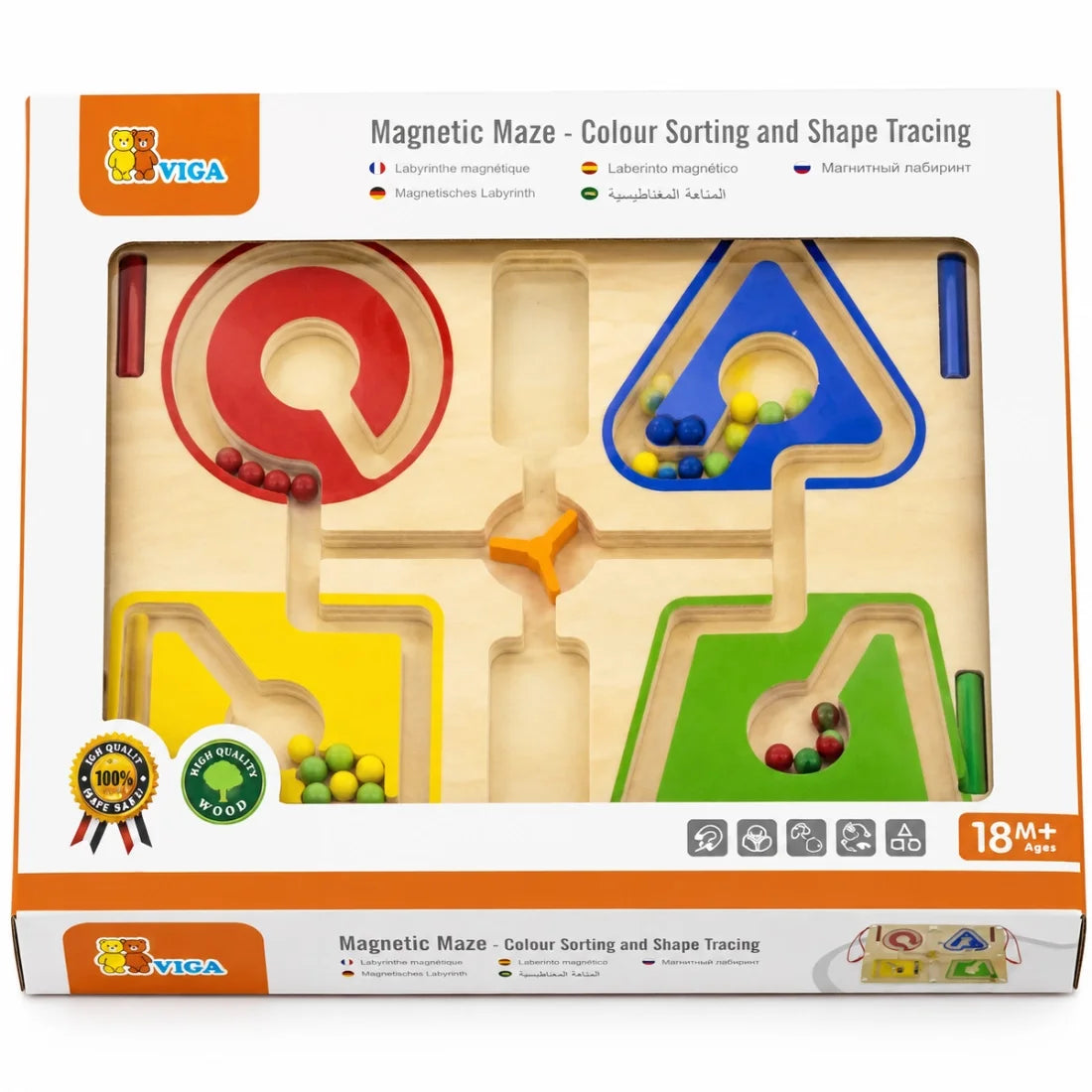 VIGA Magnetic Maze – Colour Sorting & Shape Tracing