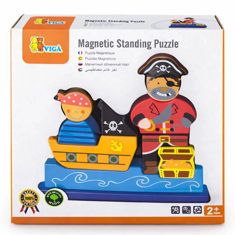 VIGA Magnetic Pirate Puzzle Kids 3D Wooden Standing Toy