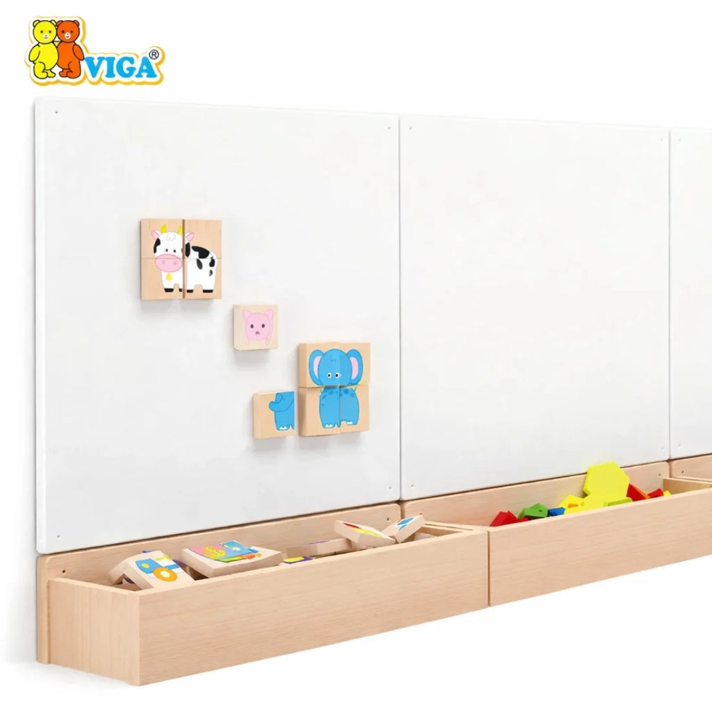 VIGA Magnetic Puzzle Block Animal Set Kids Learning Toy