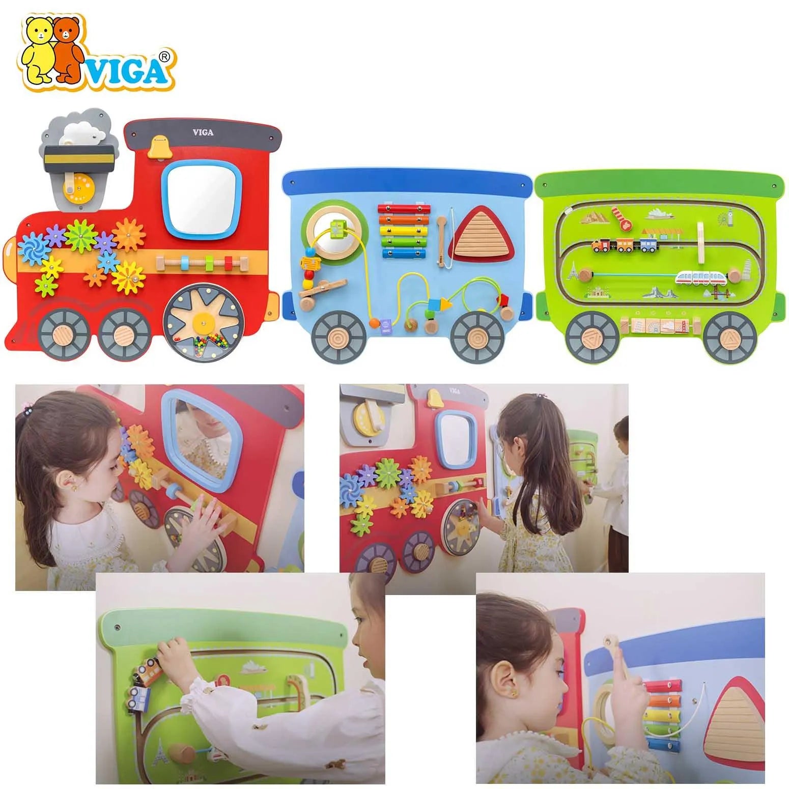 VIGA – Multi Activity Wall Toy – Train Series