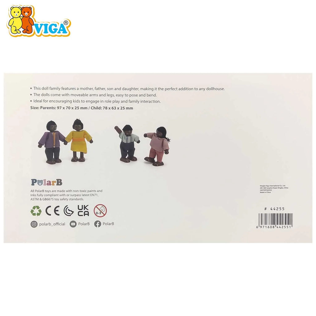 VIGA PolarB – Multicultural Wooden Doll Family Set