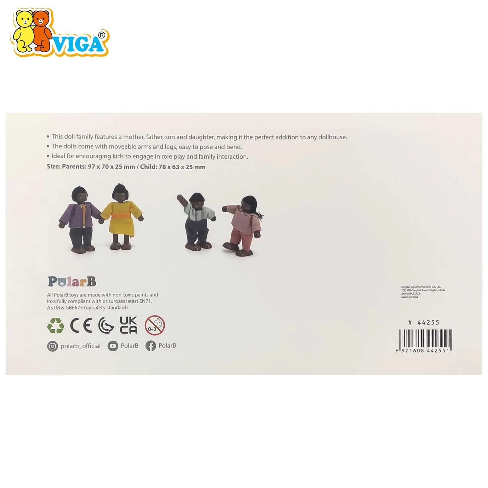 VIGA PolarB – Multicultural Wooden Doll Family Set