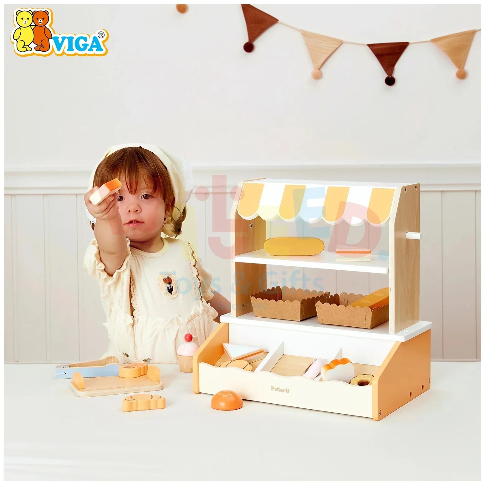 VIGA PolarB Wooden Bakery Shop Playset
