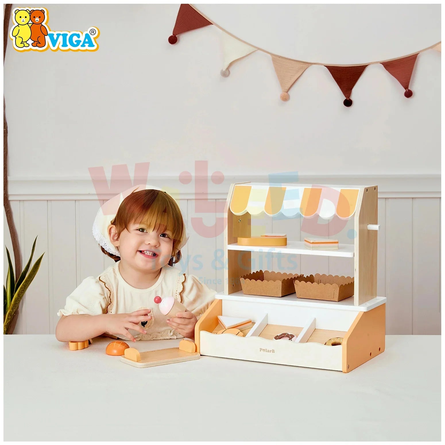 VIGA PolarB Wooden Bakery Shop Playset