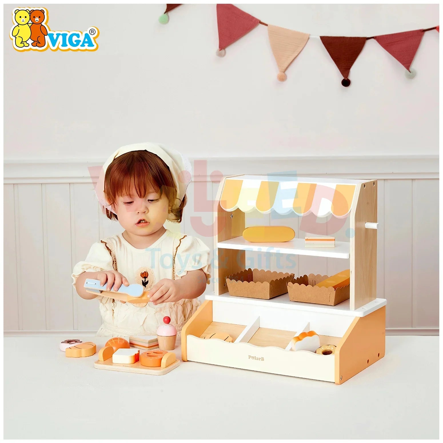 VIGA PolarB Wooden Bakery Shop Playset