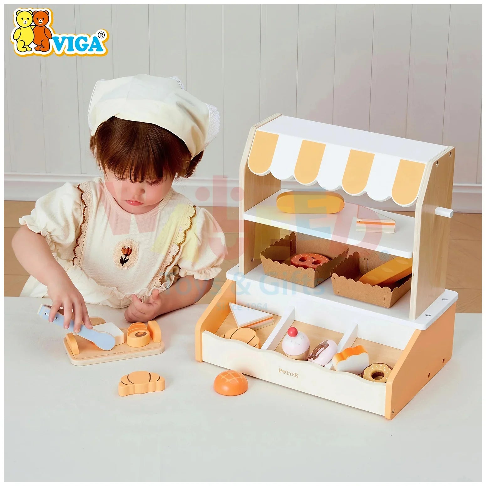 VIGA PolarB Wooden Bakery Shop Playset