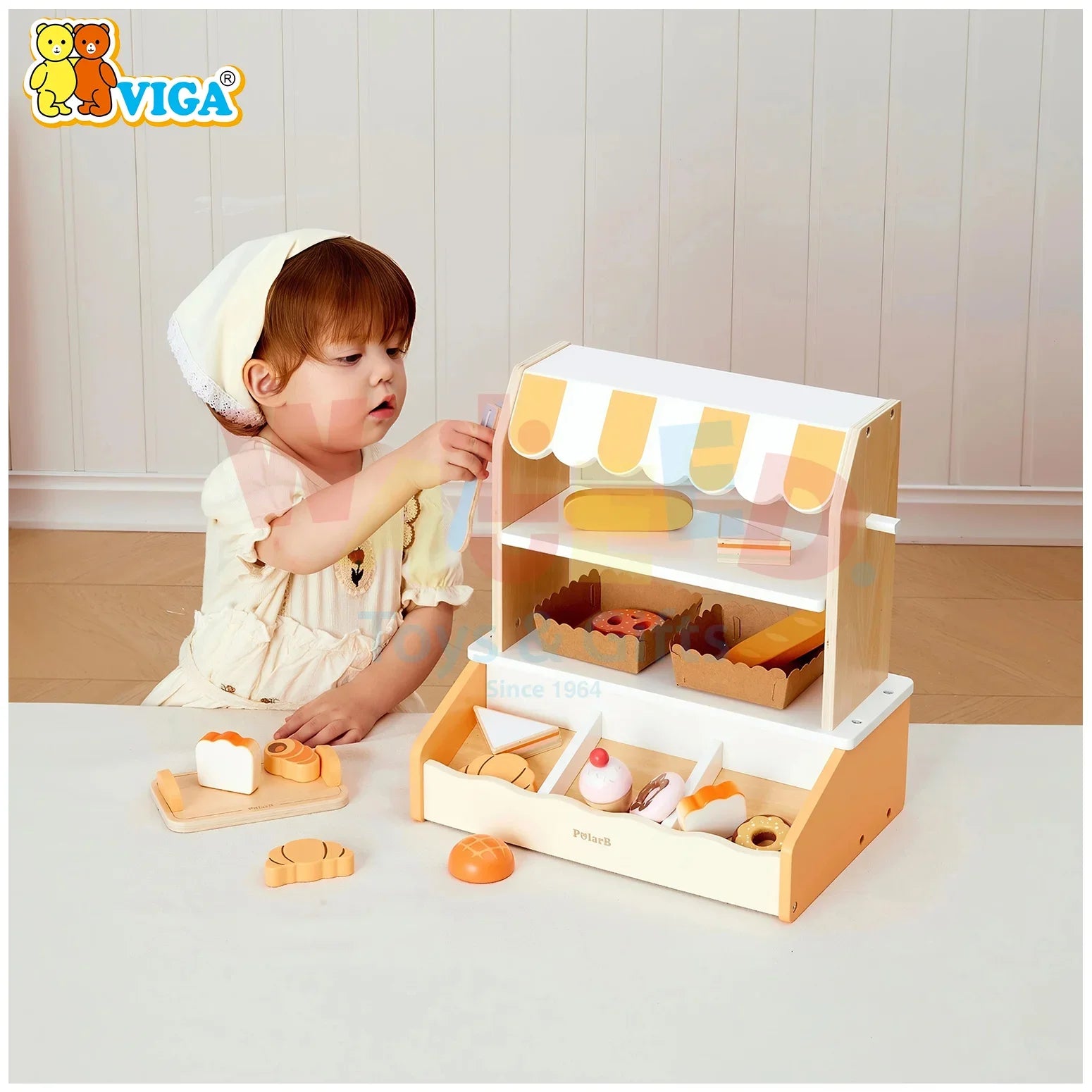 VIGA PolarB Wooden Bakery Shop Playset