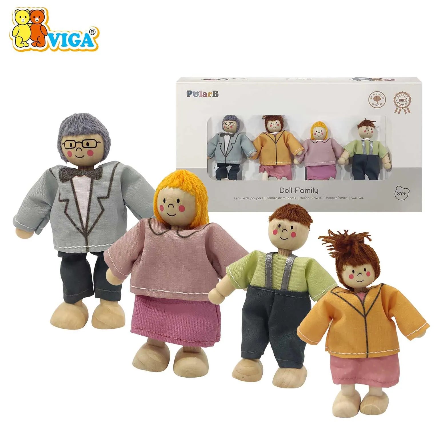 VIGA PolarB – Wooden Doll Family Set