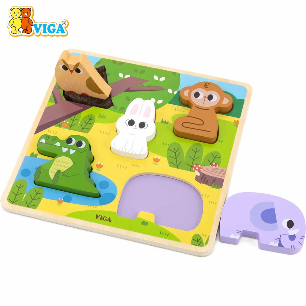 VIGA Wooden Animal Puzzle Board for Kids