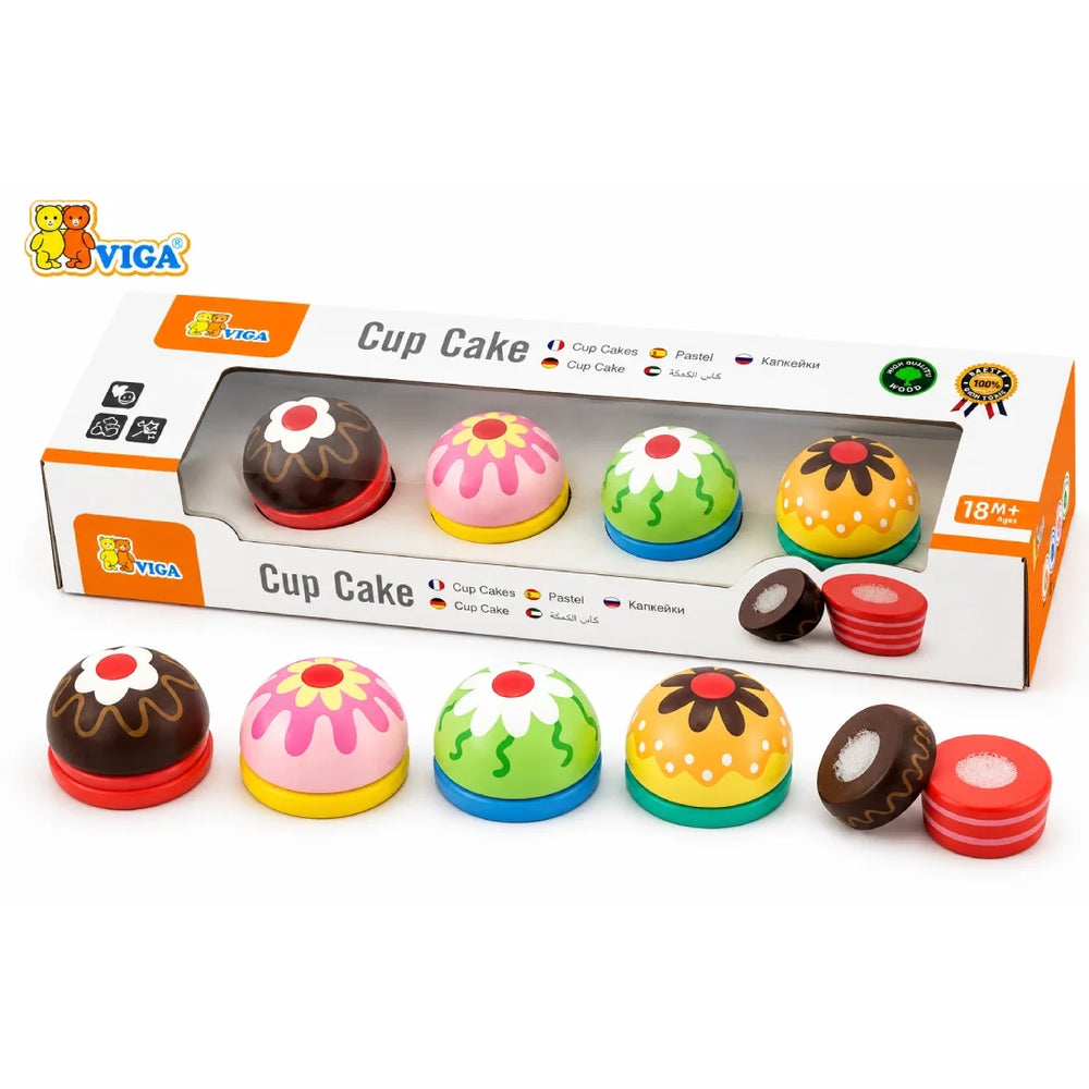 VIGA Wooden Cup Cake Play Food Set