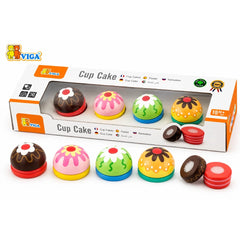 VIGA Wooden Cup Cake Play Food Set