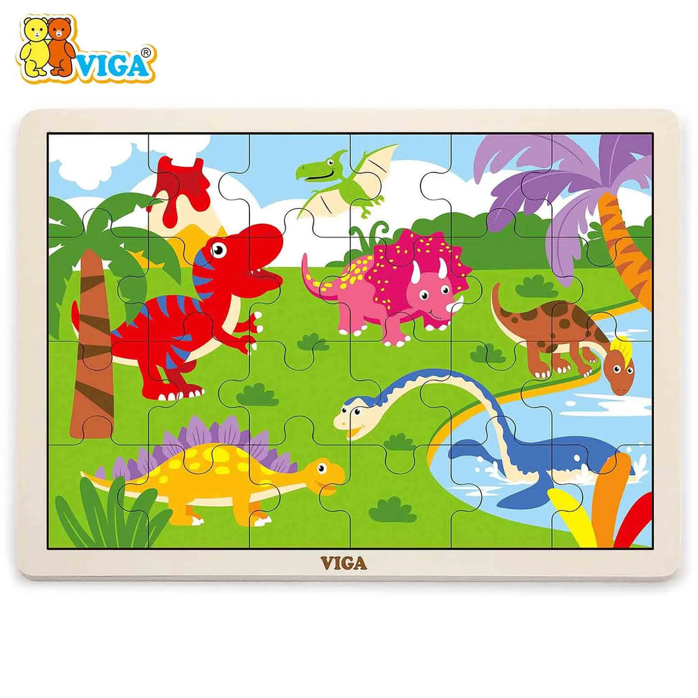 VIGA Wooden Dinosaur Puzzle – 24 Pieces