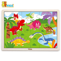 VIGA Wooden Dinosaur Puzzle – 24 Pieces
