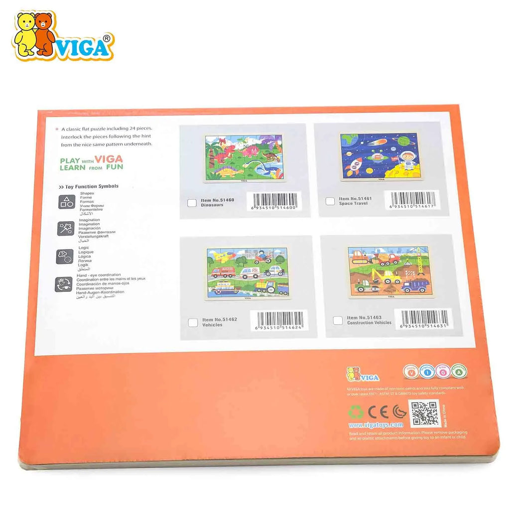 VIGA Wooden Dinosaur Puzzle – 24 Pieces