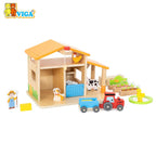 VIGA Wooden Farm Playset – Interactive Farming Toy for Kids