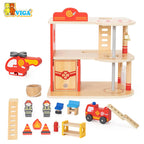 VIGA Wooden Fire Station Playset – 2-Story Rescue Center