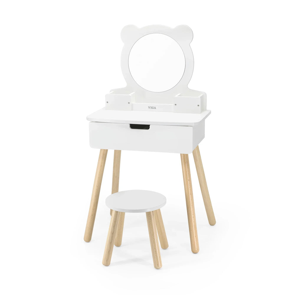 VIGA Wooden Kids Vanity Table with Stool