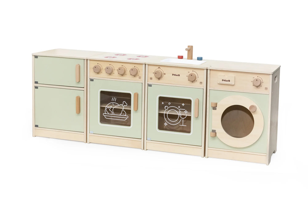 VIGA Wooden Kitchen Play Set with Washing Machine