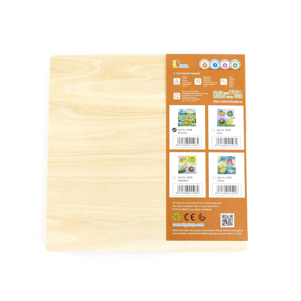 VIGA Wooden Knob Puzzle – Dinosaur Edition (4 Pieces)