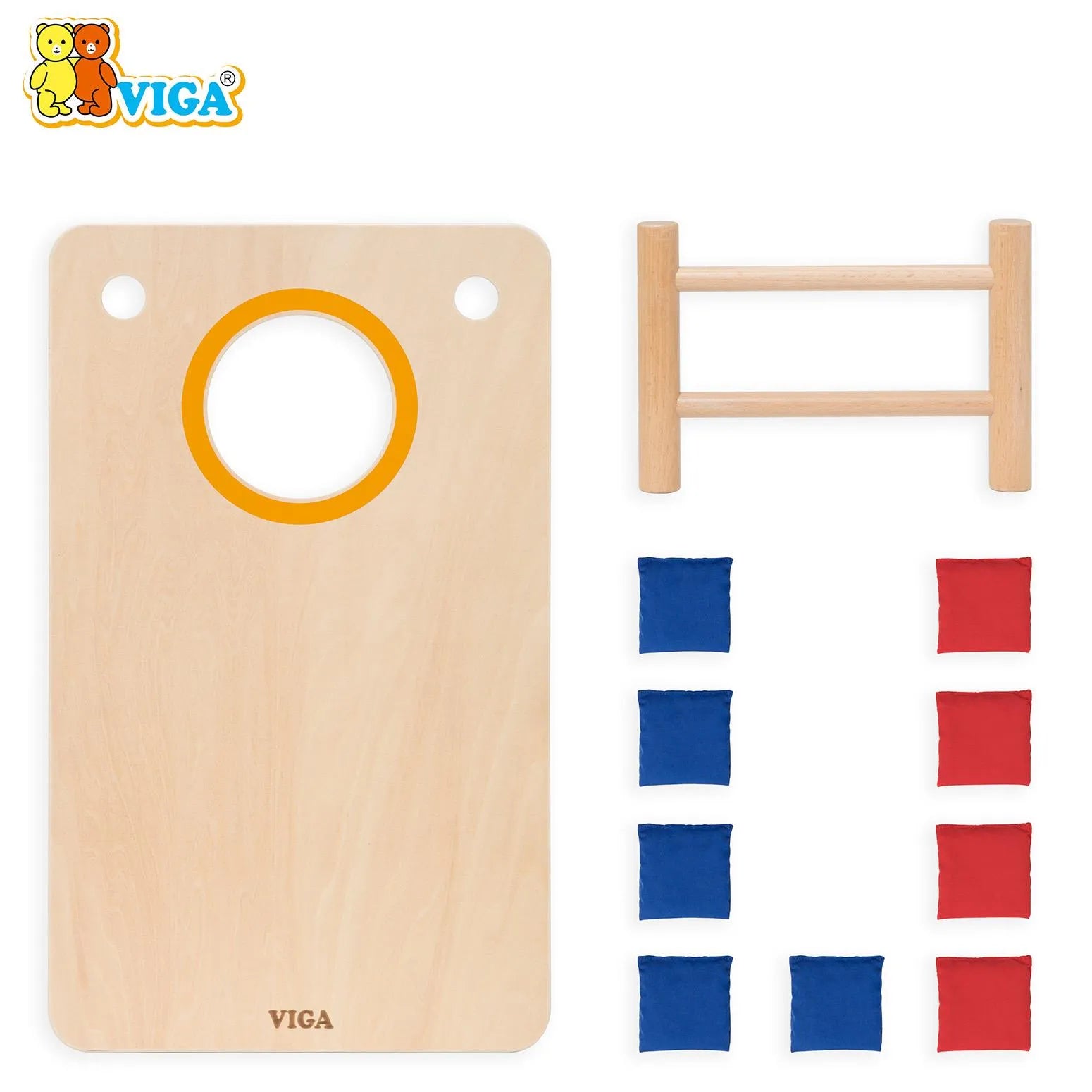 VIGA Wooden Toss Game – Bean Bag Throw & Tic Tac Toe