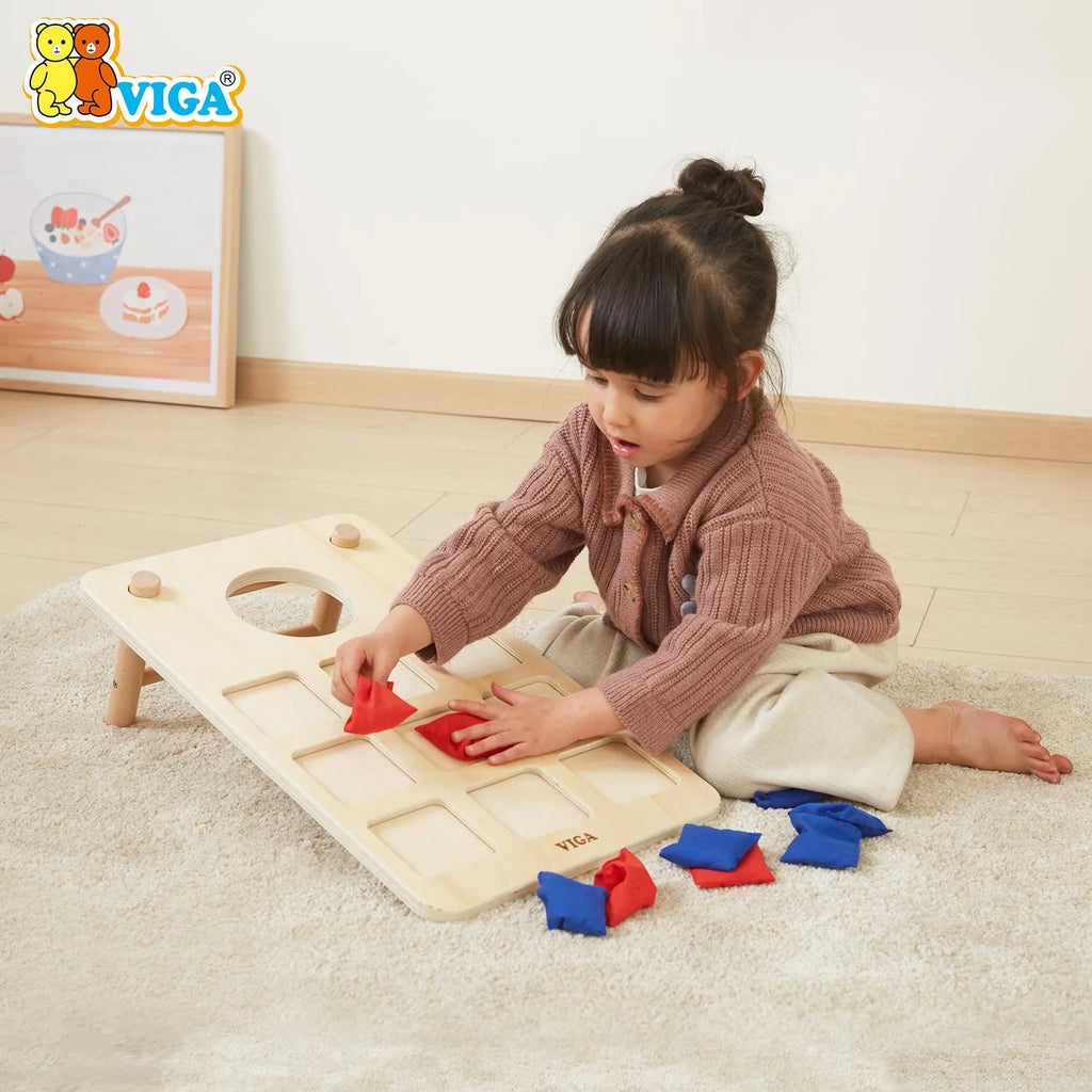 VIGA Wooden Toss Game – Bean Bag Throw & Tic Tac Toe