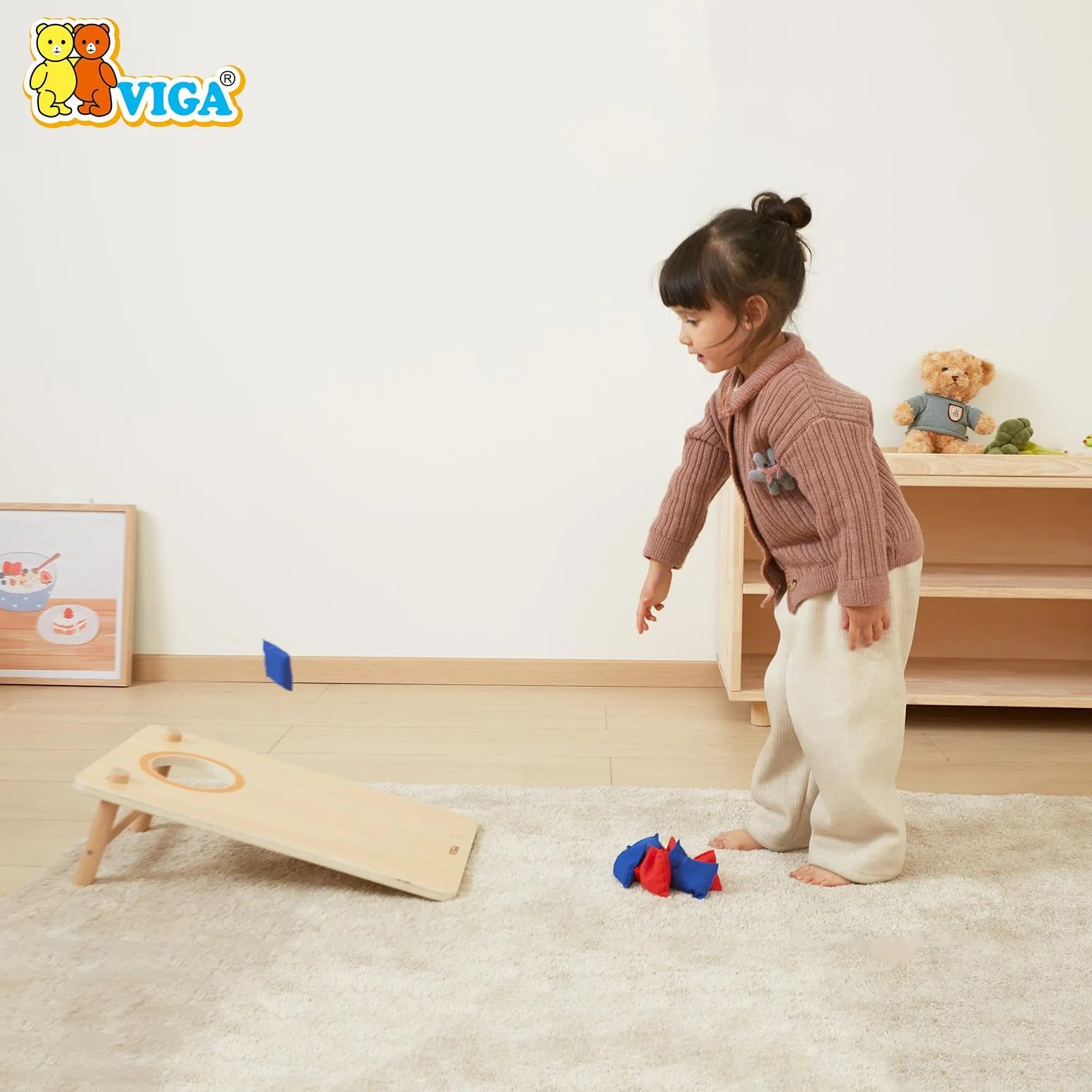 VIGA Wooden Toss Game – Bean Bag Throw & Tic Tac Toe