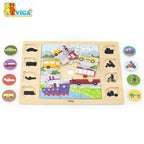 VIGA Wooden Transportation Puzzle Set – Match & Learn