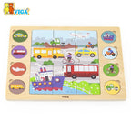 VIGA Wooden Transportation Puzzle Set – Match & Learn
