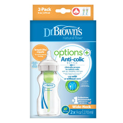 Dr.Brown's 9 oz/270 ml PP Wide-Neck Options+ Bottle, 2-Pack