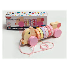 Walk-A-Long Wooden Pull Toy with Rotating Letter Blocks
