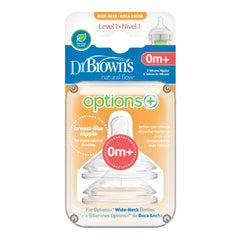 Dr.Brown's Level 1 Wide-Neck Silicone Options+ Nipple, 2-Pack ( 0 to 3 months )