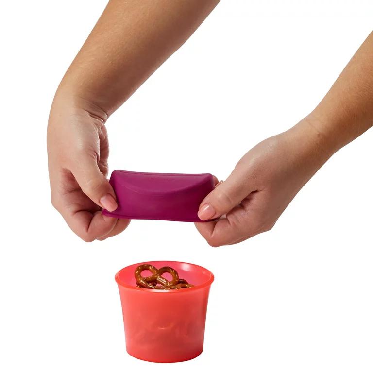 Boon - SNUG Snack Containers With Stretchy Silicone Lids -Girl Red