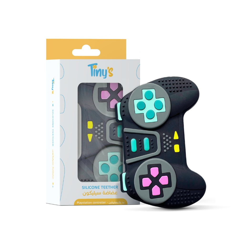 Tiny's Silicone Teether Playstation Handle Shape - Black Color