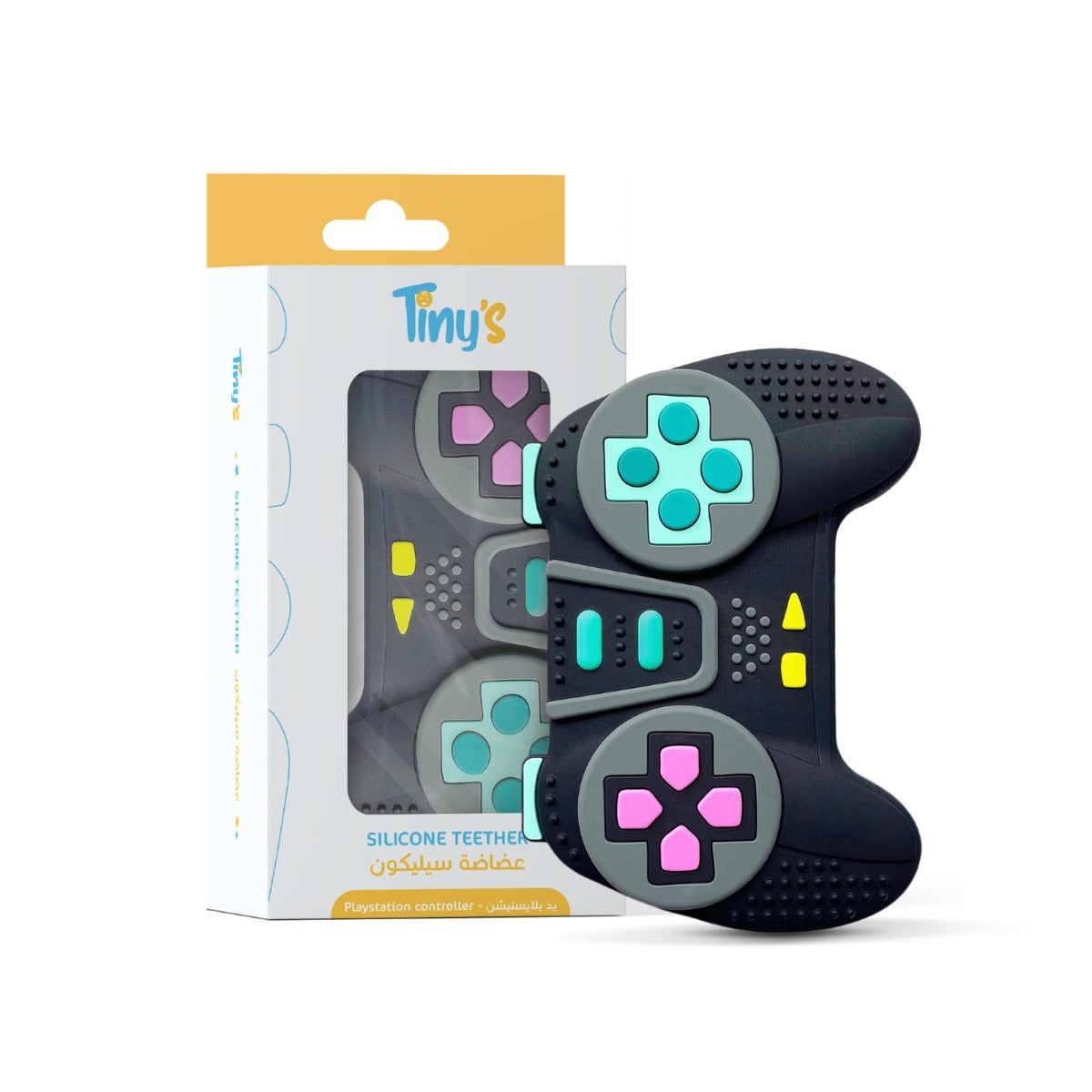 Tiny's Silicone Teether Playstation Handle Shape - Black Color
