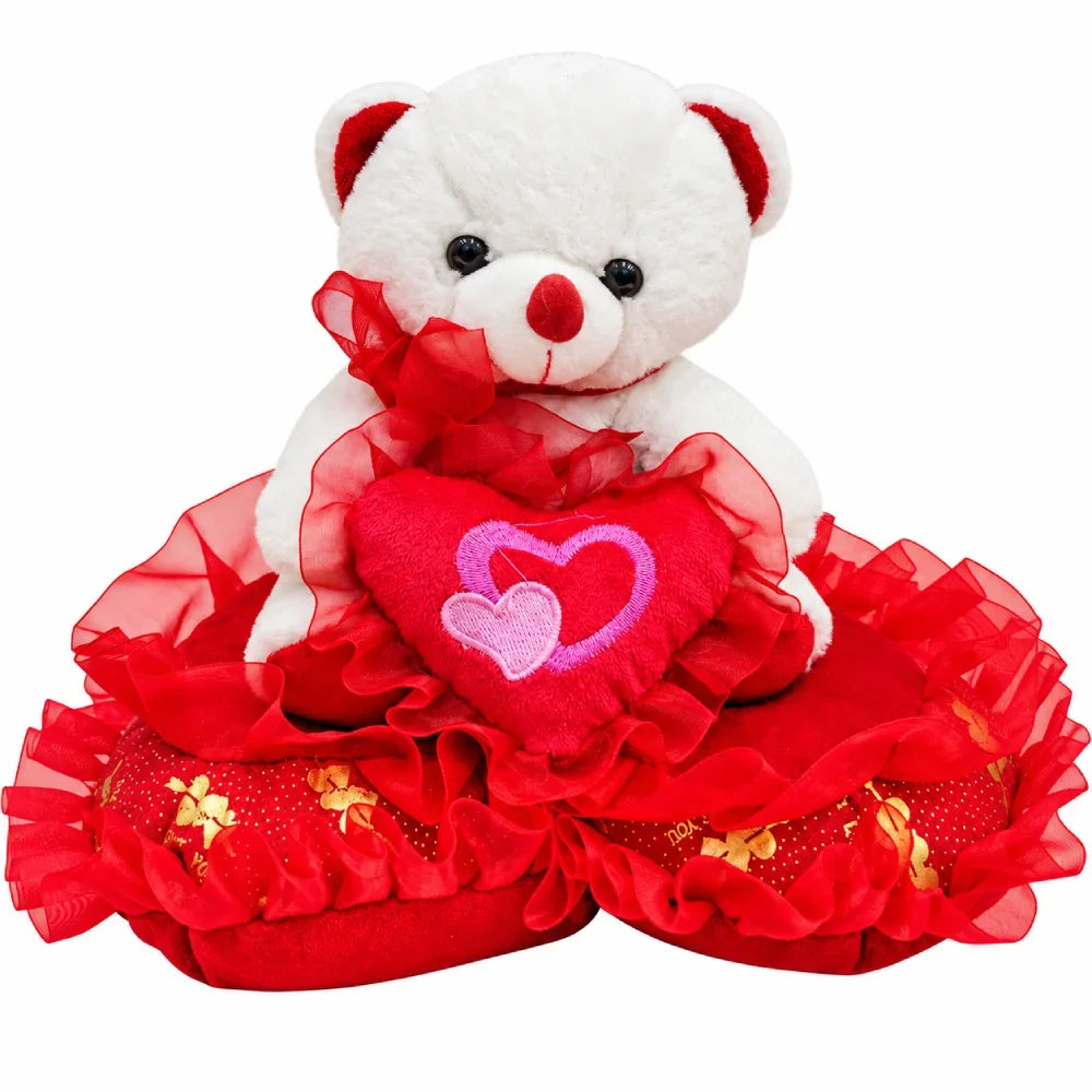 White Teddy Bear with Red Heart