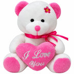 White Teddy Bear with Red Heart 16.5 cm
