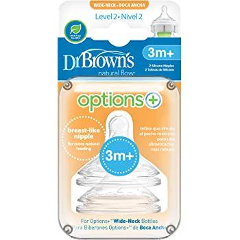 Dr Brown's Level 2 Silicone Wide-Neck "Options" Nipple, 2-Pack