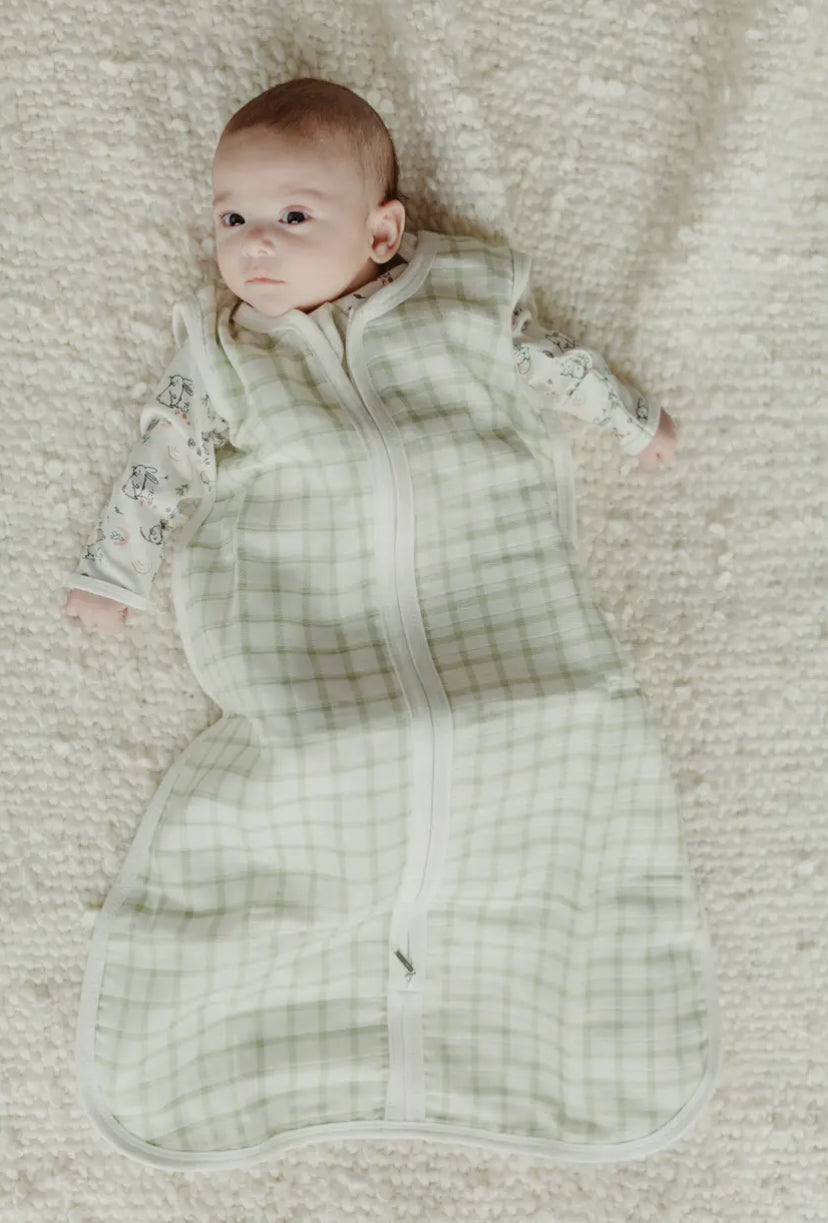 Windowpane Sage Muslin Sleep Sack